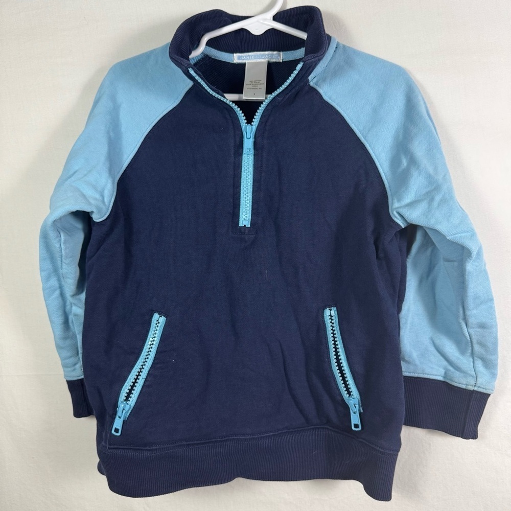 Janie and Jack Blue and Light Blue Quarter-Zip Sweatshirt Kids Size 3